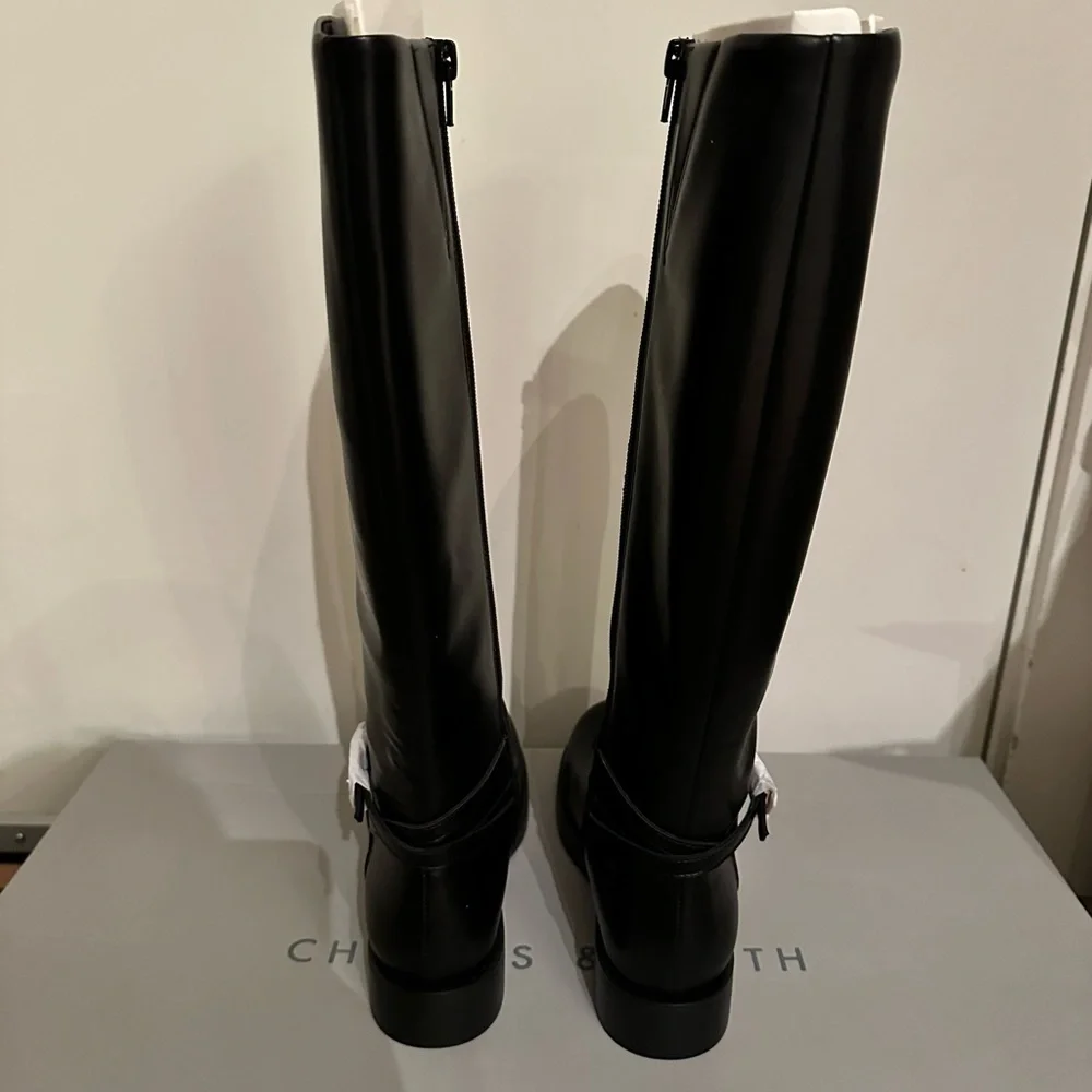 Charles & Keith Belted Knee-High Boots - Black (size 7) - Picture 9 of 11